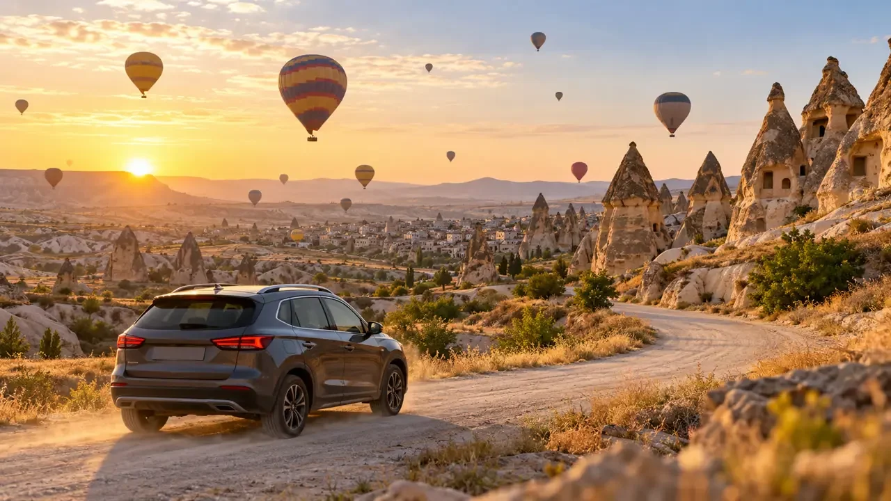 Nevşehir şehir merkezi ile Kapadokya vadileri arasında kiralık araç yolculuğu