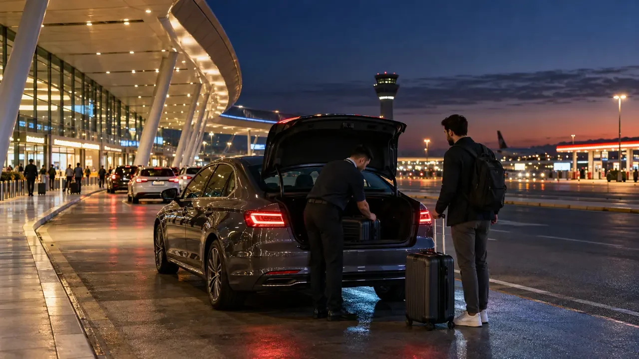 Gece konaklama noktası ile Havalimanı araç iade alanı arasında kiralık araç yolculuğu